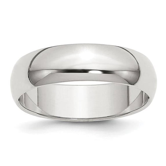 6 mm Sterling Silver Half-Round Band, Polished - Size 10.5