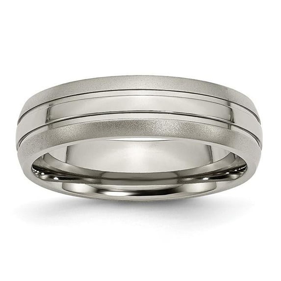 6 mm Titanium Grooved Brushed & Polished Band, Size 8.5