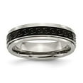 thumbnail image 1 of 6 mm Titanium Ridged Edge Black Enamel Braid Design Polished Band, Size 11.5, 1 of 1