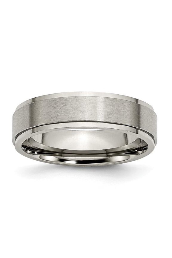6 mm Titanium Ridged Edge Brushed & Polished Band, Size 13