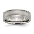 thumbnail image 1 of 6 mm Titanium Ridged Edge Satin & Polished Band, Size 13, 1 of 1