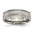 thumbnail image 1 of 6 mm Titanium Ridged Edge Satin & Polished Band, Size 9.5, 1 of 1