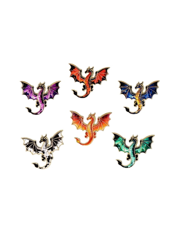 Dreamy Cartoon Dragon Shaped Multicolor, Punk Hip-Hop Decoration Brooches, Alloy, 6 Pieces