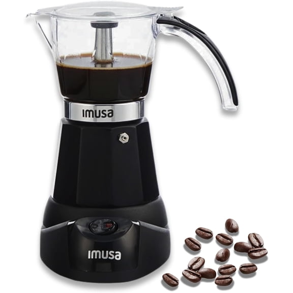 6 or 3 Cup Electric Espresso Maker with Cool-touch Handle, Black