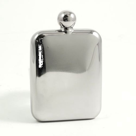 6 ounce Stainless Steel Mirror Finish Flask with Rounded Corners Q-GM21594