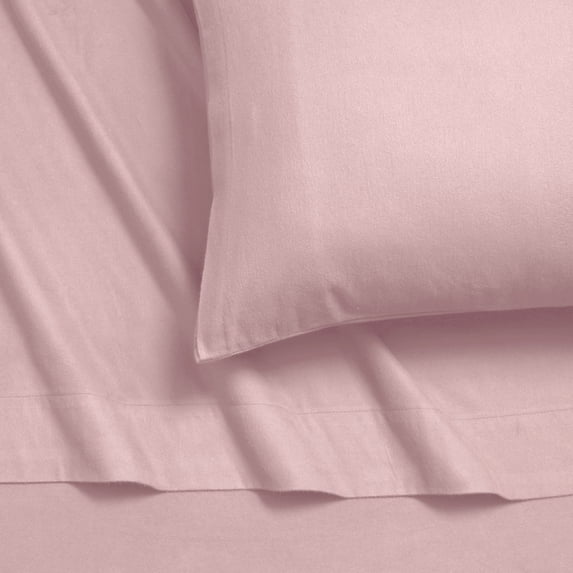 6-oz Cotton German Flannel Deep Pocket Sheet Set Queen - Light Pink