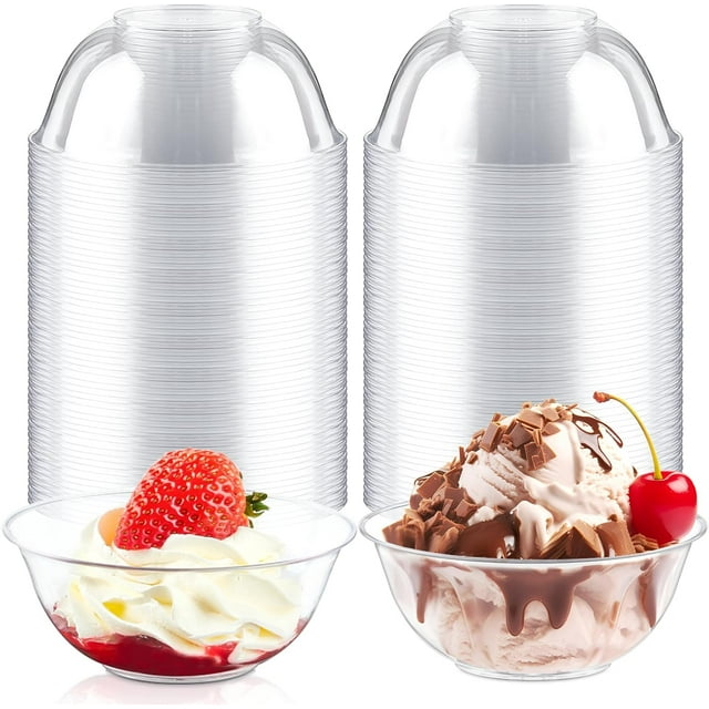 Hard Plastic Bowls, 80 Pack Disposable Clear Plastic Dessert Bowls