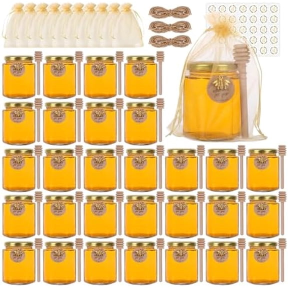 6 oz Mini Honey Jars with Dipper 30 Pack, Glass Hexagon Honey Jar for Wedding Favors,Party Favors, Holiday Gifts, and Thank You Gifts(180ml, Set of 30)$$Home Decor, Kitchen, & Other