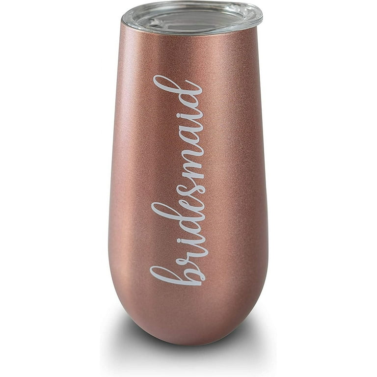 6 oz Rose Gold Stemless Champagne Flutes with Lid - Bridesmaid Champagne  Flutes - Bridesmaid Tumbler - Bridesmaid Champagne Glasses - Bridesmaid  Wine Glass - Bridesmaid Cups - Bachelore 