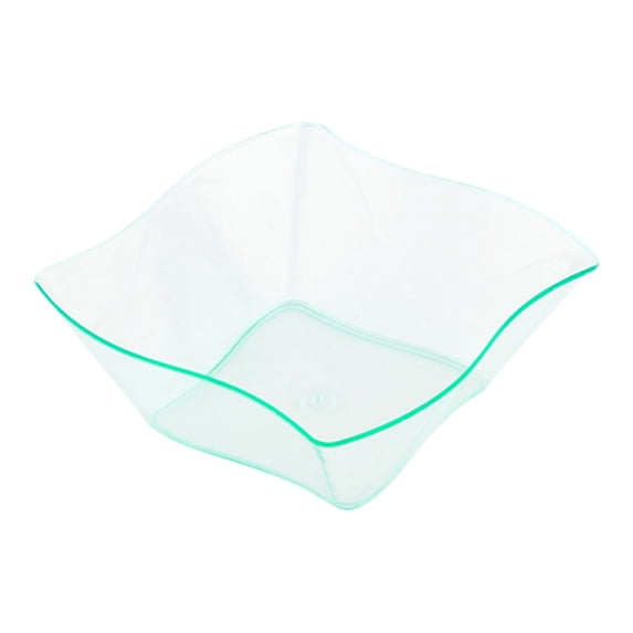 6 oz Square Seagreen Plastic Aqua Bowl - 3 1/4" x 3 1/4" x 1 1/2" - 100 count box