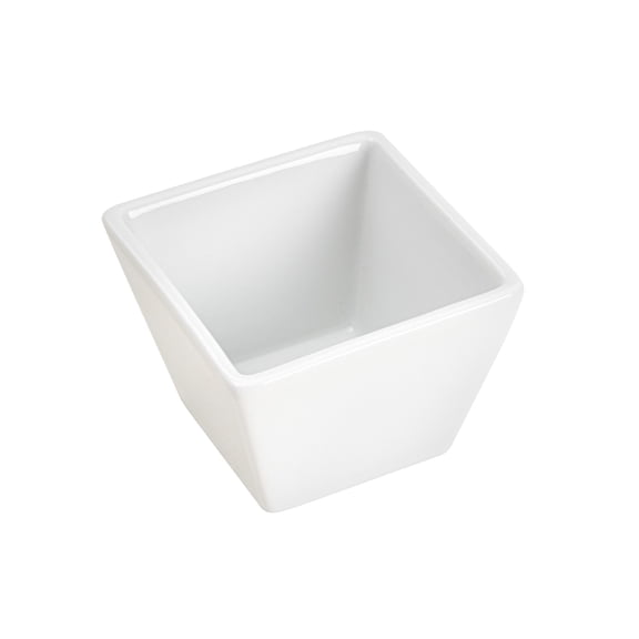 Restaurantware-6 Ounce Small Dessert Cups, 10 Square Fondue Bowls - Oven Safe, Chip Resistant, White Porcelain Porcelain Dip Bowls, Dishwasher Safe, For Snacks Or Desserts
