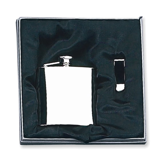 6 oz. Stainless Steel Flask and Money Clip Gift Set