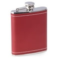 thumbnail image 1 of 6 oz. Stainless Steel Red Leather & White Stitch Flask with Captive Cap and Durable Rubber Seal., 1 of 1
