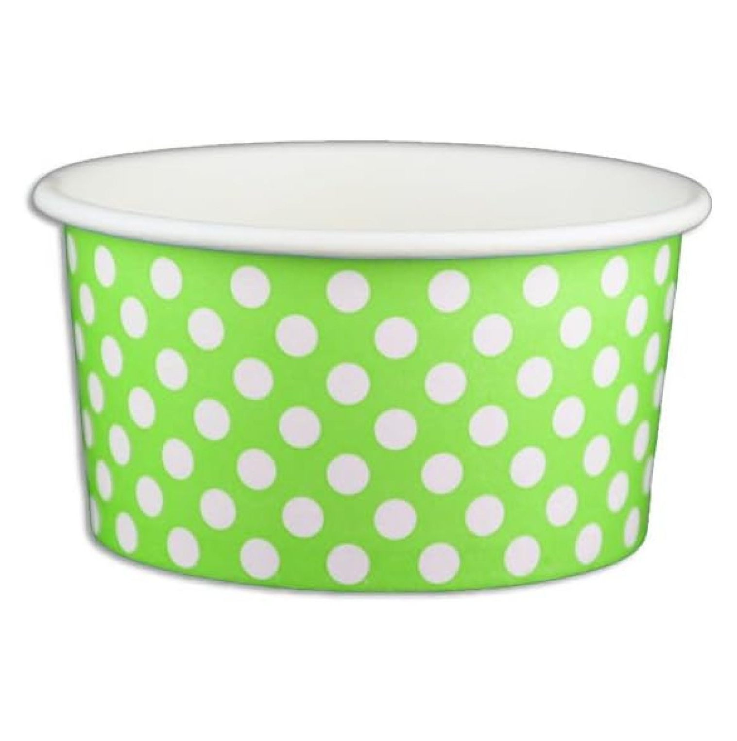 6 oz Yogurt Paper Cups 1000 Count (Polka Dot Green)