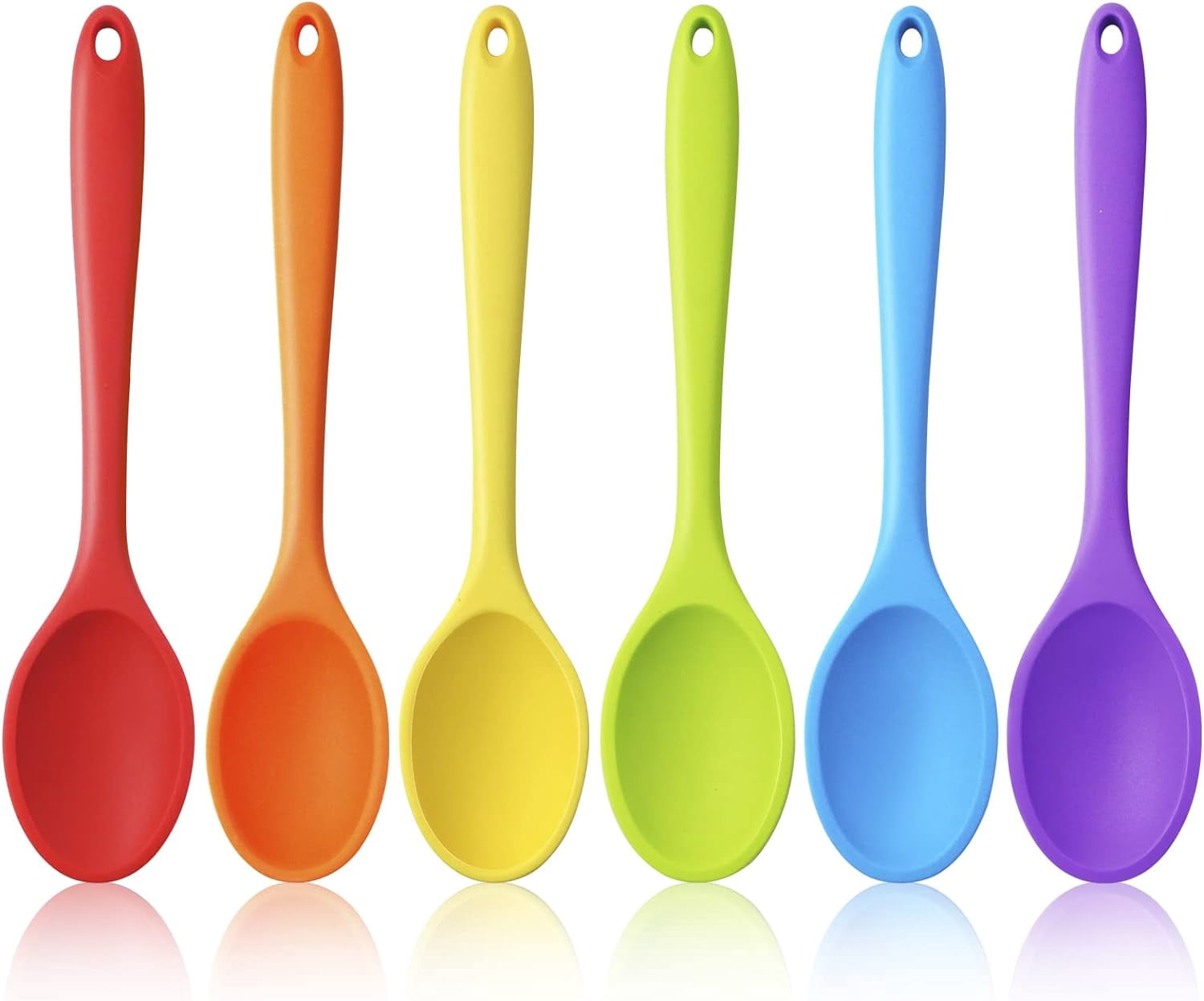 6 Pack 10.8'' Large Silicone Spoons, Heat Resistant Silicone Basting ...