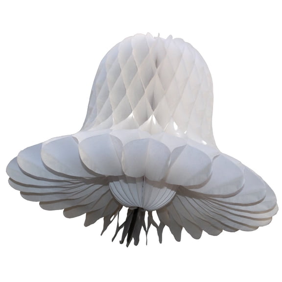 6-pack 11 Inch Hanging Honeycomb Tissue Paper Bell Decoration, White, by Devra Party