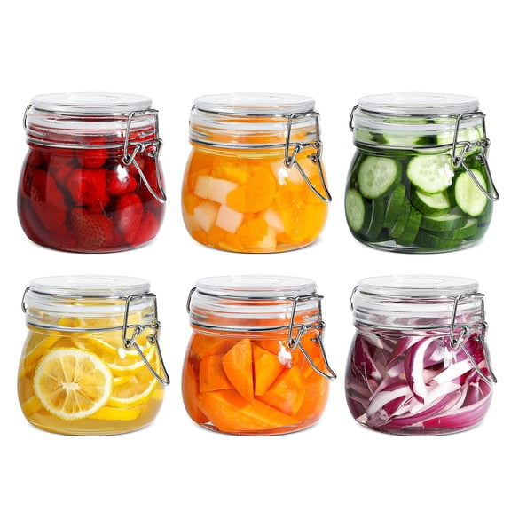 6-pack 17oz Short Glass Jars For Drawers Small Airtight Food Canisters Spices Nuts & Snacks Pint Sized Canning Jar Set Jams Pickles Pantry Organization