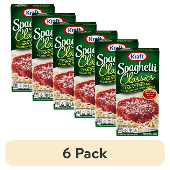 (6 pack) 2-Packs-Kraft Spaghetti Classics Tangy Italian Spaghetti, Spices, & Parmesean Cheese Meal Mix, 8 oz Box