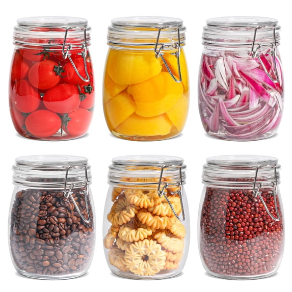 6-pack 25oz Round Glass Mason Jars With Lids Airtight Canning For Preserving & Pickling Multi-purpose Storage Containers Kitchen Bathroom Laundry Ideal Housewarming Gift Set