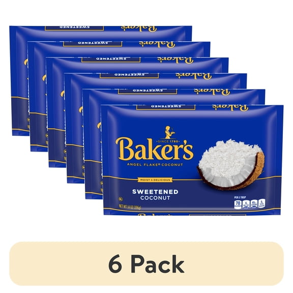 (6 pack) 2X - Baker's Angel Flake Sweetened Coconut - 14 oz