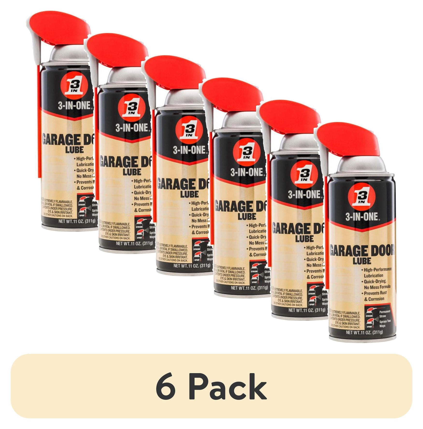 (6 pack) 3-IN-ONE Professional Garage Door Lubricant Smart Straw Sprays 2 Ways, 11 oz