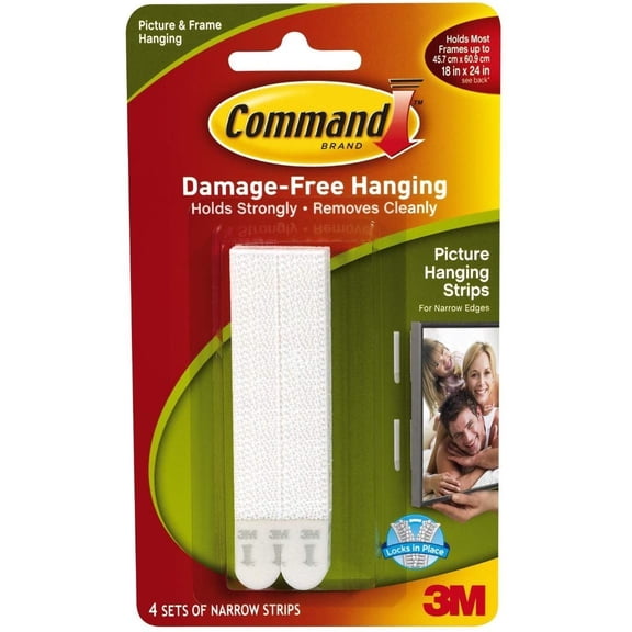 6-pack 3M Command Narrow Picture Hanging Strips - Easy Installation, Damage Free - 6 Pack, White — Residential Use, Standard Application