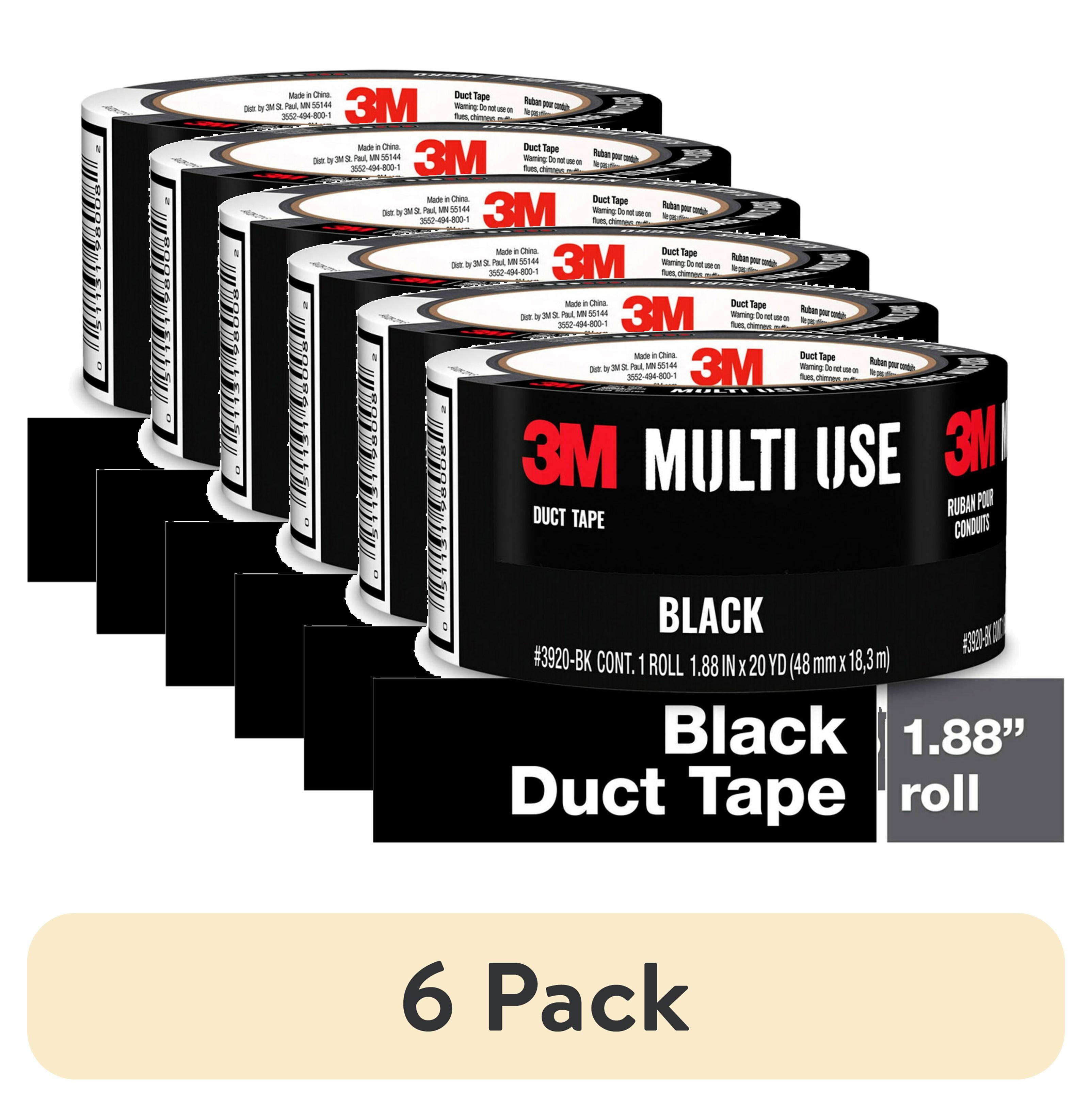 (6 pack) 3M Duct Tape, 1.88 in x 20 yd, Black, 1 Roll/Pack
