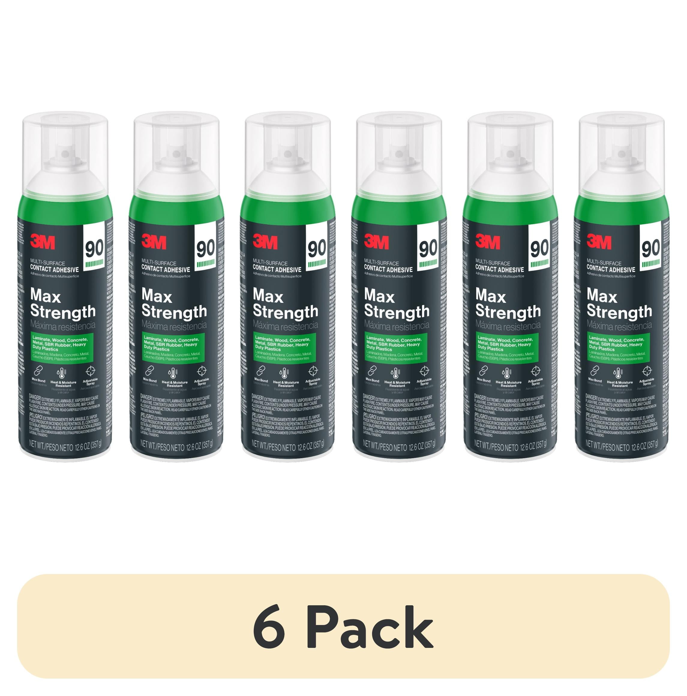 (6 pack) 3M Max Strength 90 Contact Adhesive, Heavy Duty Spray Glue, Contact Cement, Wall Repair, 12.6 oz