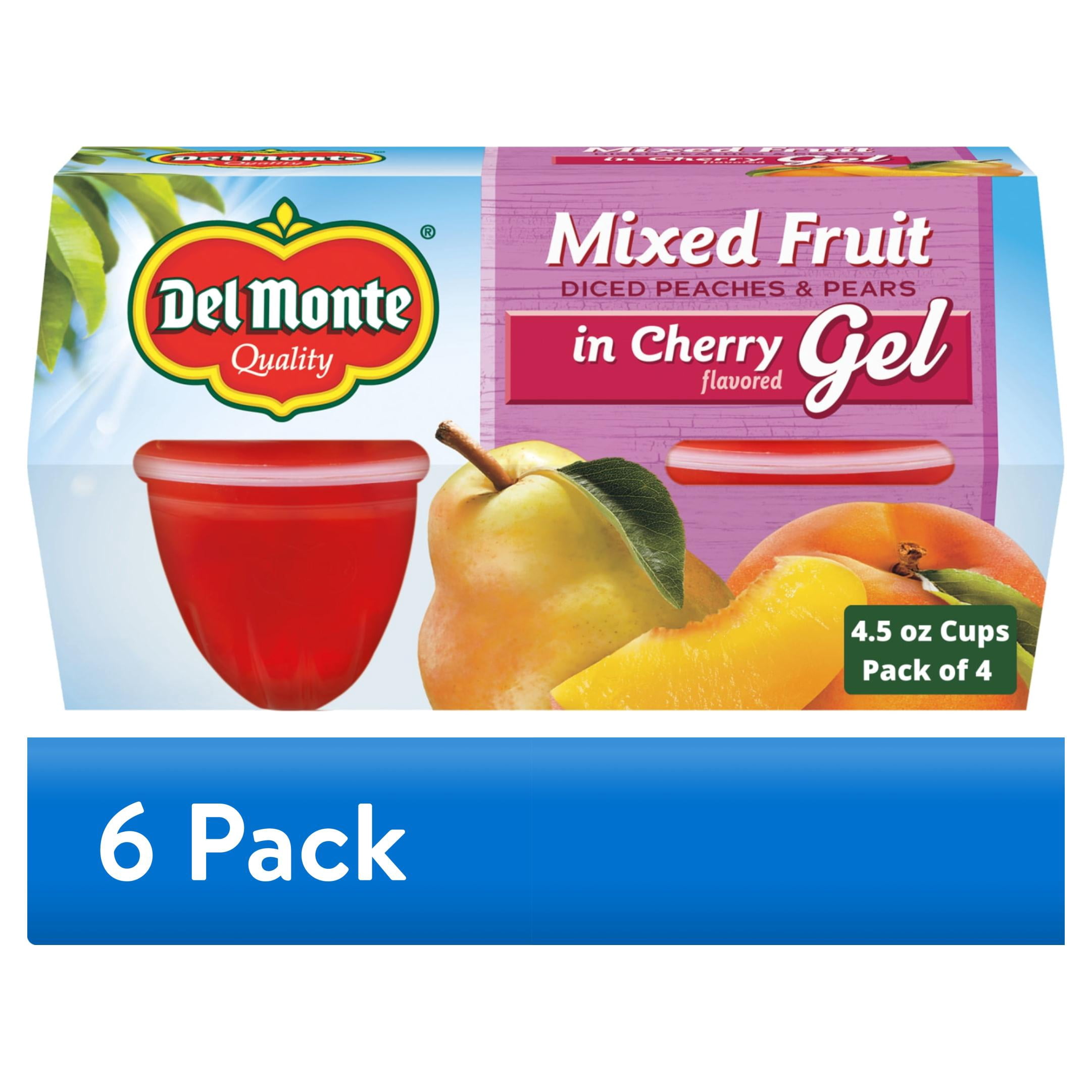 (6 pack) Del Monte Mixed Fruit in Cherry Flavored Gel Fruit Cup Snacks ...
