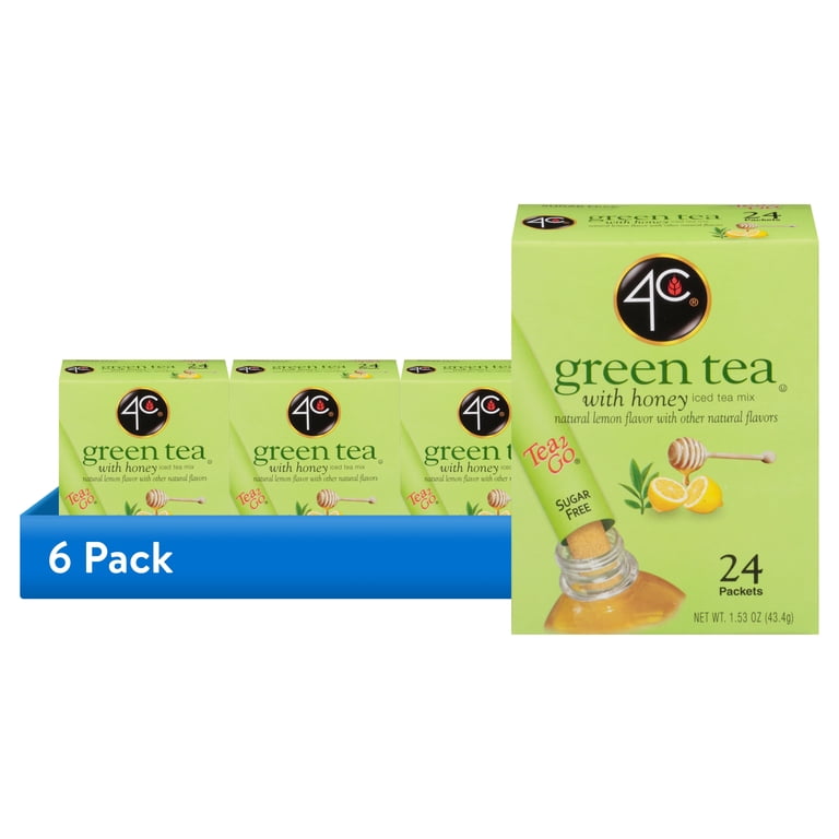 6 pack) 4C 24 Packets Tea2Go Green Tea with Honey Sticks - Walmart.com