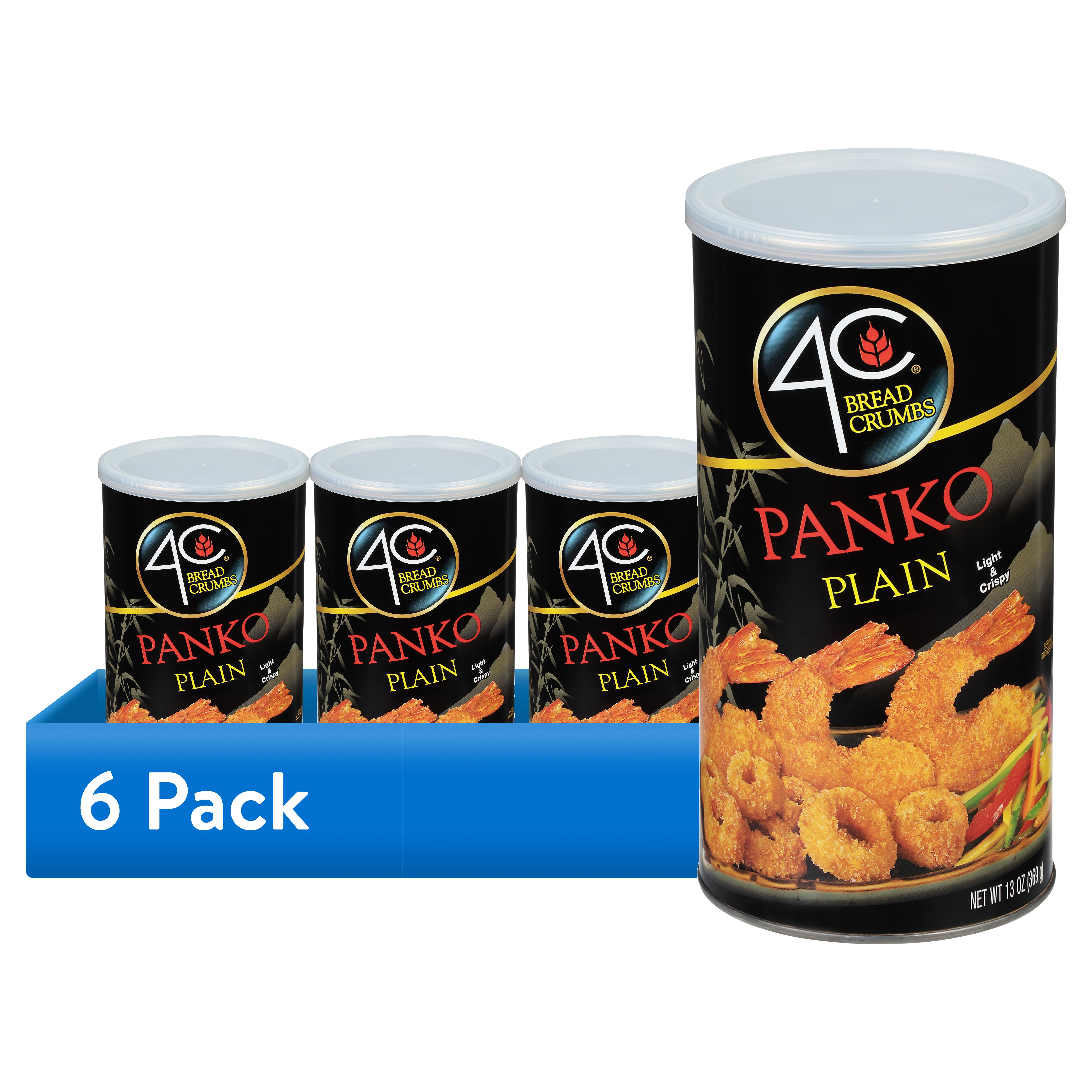 (6 pack) 4C® Japanese Style Plain Panko Bread Crumbs 13 oz. Canister  Serving Size: 1/2 Cup (28g) Servings per container:  about 13