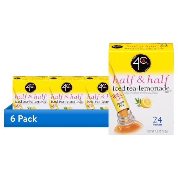 (6 pack) 4C Totally Light Half, & Half Lemonade Iced Tea Mix, 1.5 oz, 24 Packets, 1 Ct
