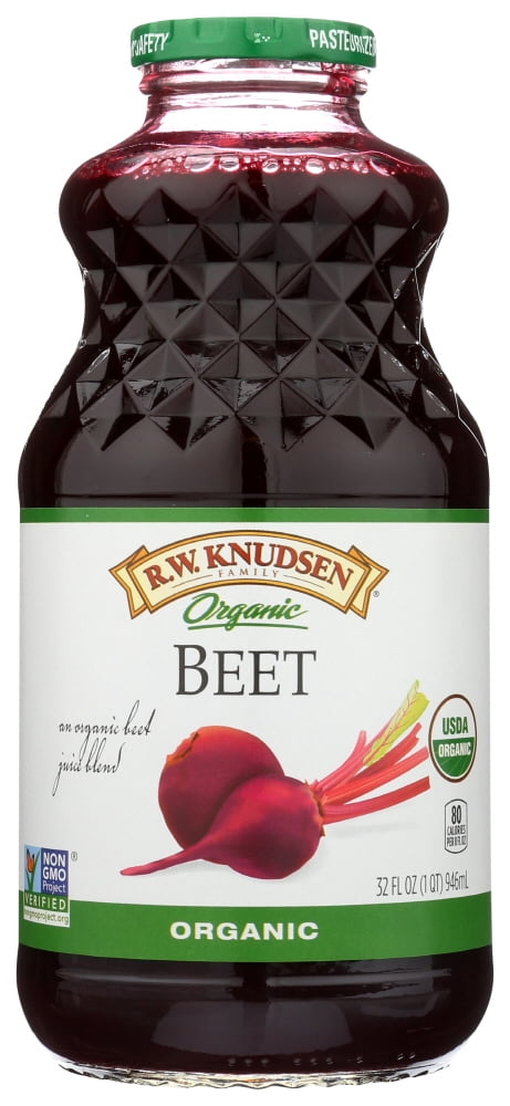 (6 pack) R.W. Knudsen Family Organic Beet Juice Blend, 32 oz, Glass Bottle, Shelf-Stable