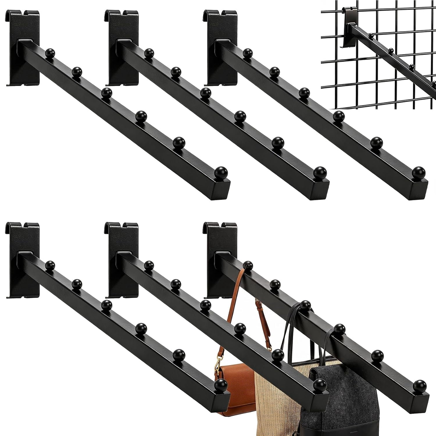 6-pack 6-ball waterfall hooks, suitable for grid walls, 15.8 inches ...
