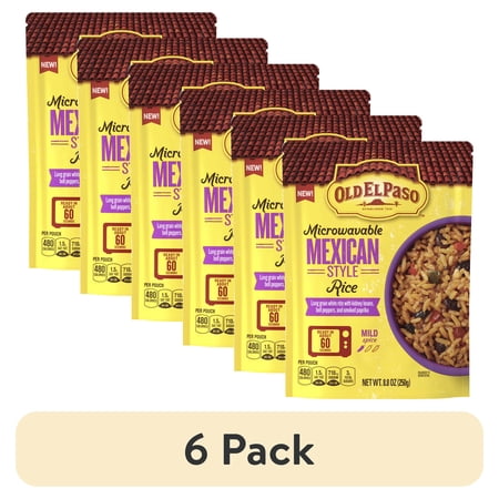(6 pack) (6 pack) (6 pack) Old El Paso Rice, Mexican Style Rice, Microwavable Pouch, 8.8 oz