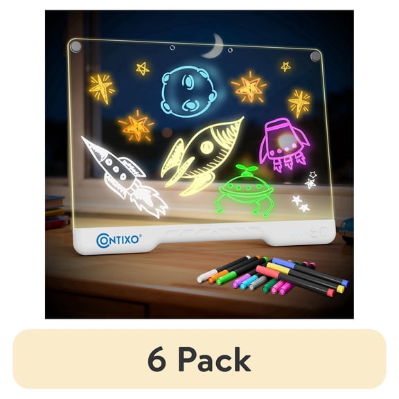 (6 pack) (6 pack) Contixo 16'' LED Glow Drawing Board for Kids with Stand, 9 Brightness Levels, Rechargeable Light-Up Message Board
