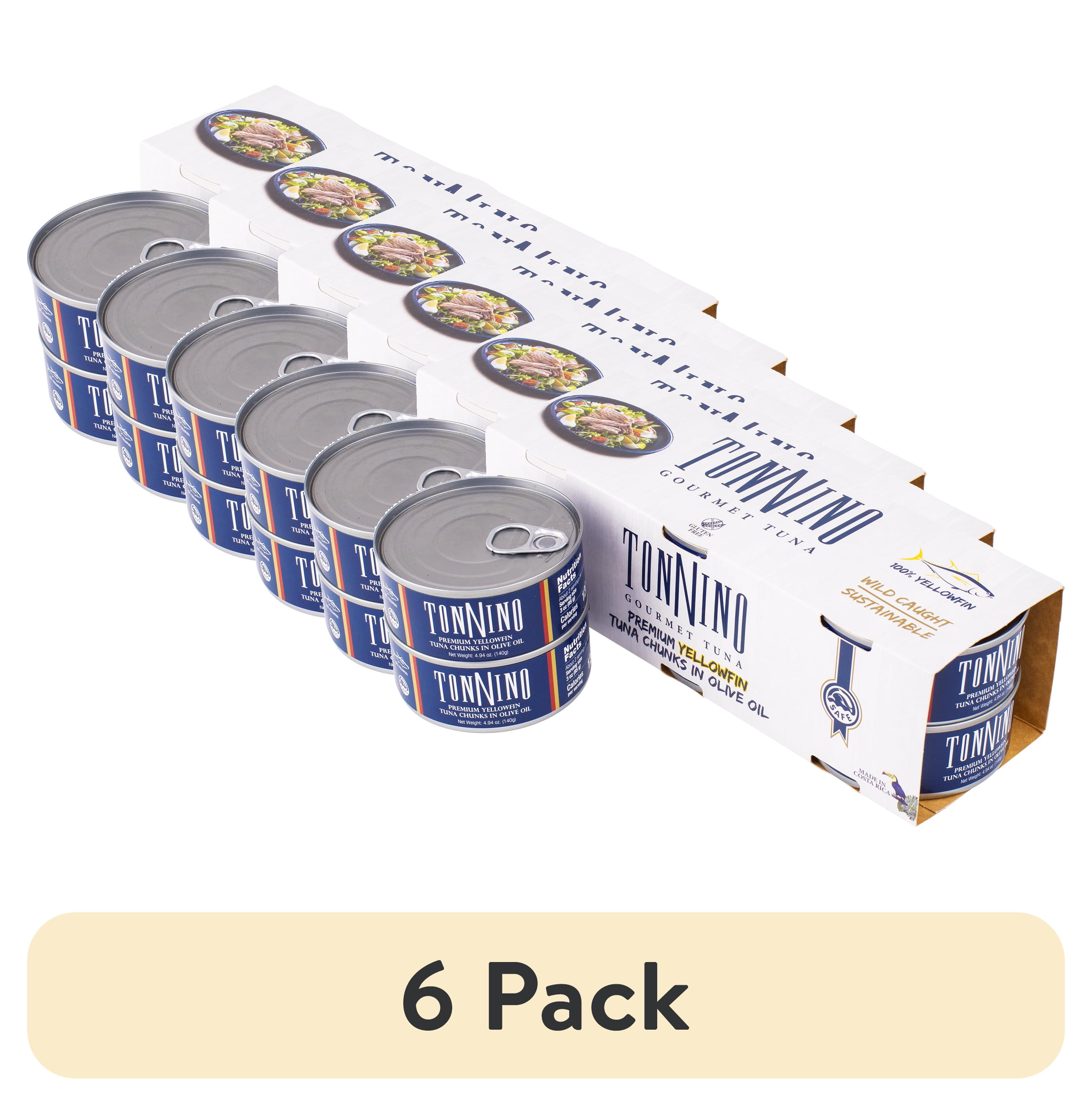 (6 pack) (6 pack) Tonnino Premium Yellowfin Tuna Chunks in Olive Oil, 4.94 oz, Cans, Wild Caught