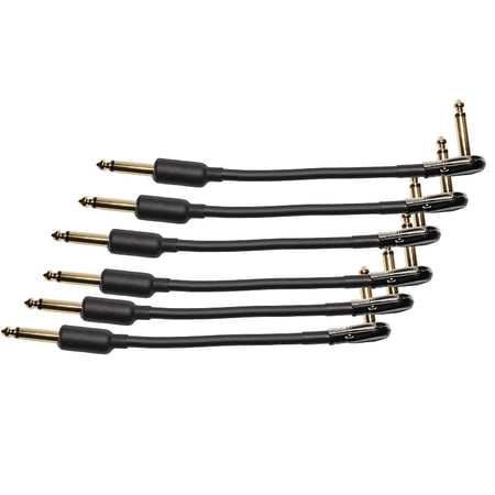 6-pack 8" Castline Gold Mogami 2524 Guitar Pedal Board Effects Switcher Patch Cable 1/4 TS Low Profile and Short Barrel Connectors