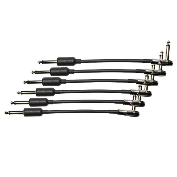 6-pack 8" Castline Silver Mogami 2319 Guitar Pedal Board Effects Switcher Patch Cable 1/4 TS Low Profile and Short Barrel Connectors