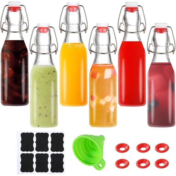 MY 6 pack 8oz flip top glass bottles,swing top glass bottles 8 oz with lid for Home Brewing,2nd Fermentation,Kombucha,Kefir,Vanilla Extract,Juice,Tea,Beverages,Soda,Oils,Vinegar,Limoncello