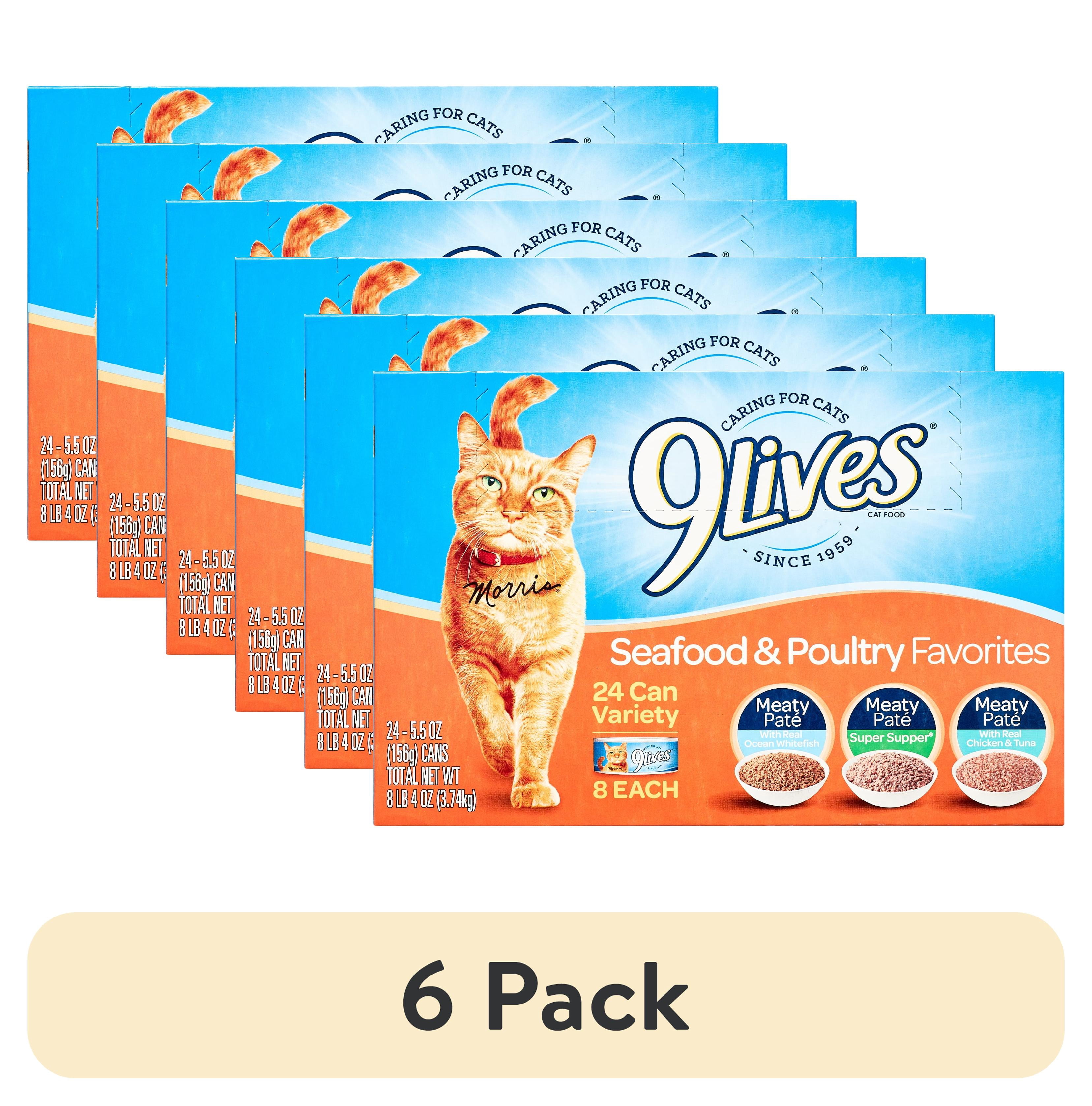(6 pack) 9Lives Seafood and Poultry Favorites Variety Pack Wet Cat Food, 24 5.5-Ounce Cans