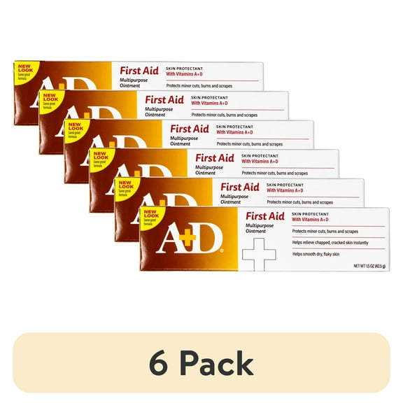 (6 pack) A+D First Aid Healing Ointment, Moisturizing Skin Protectant for Minor Cuts, Burns and Scrapes, Helps Smooth Dry, Flaky Skin, 1.5 OZ