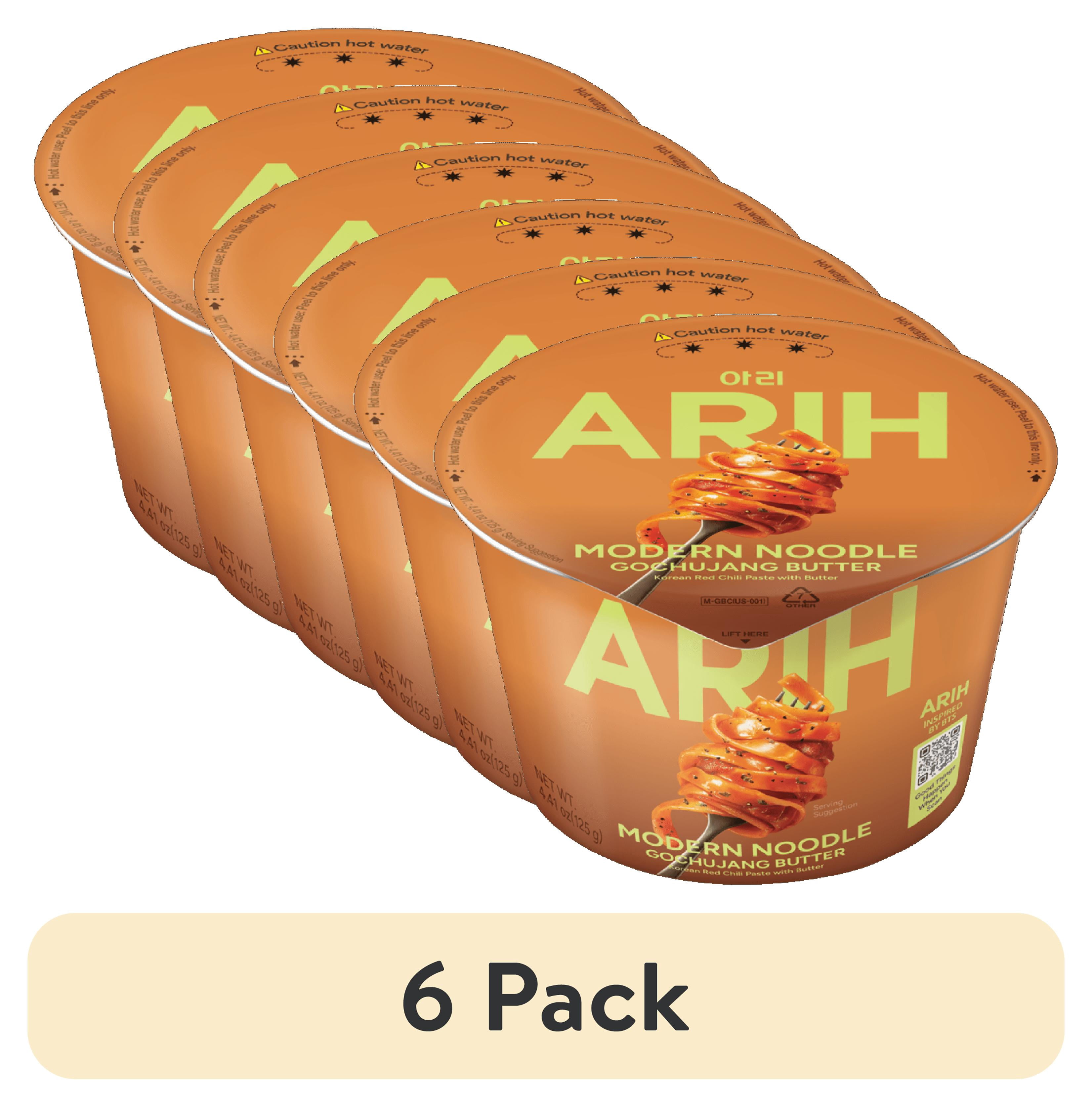 (6 pack) ARIH Modern Noodles, Western-Korean Fusion Soup-Less Noodles, Gochujang Butter, Bowl