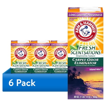 (6 pack) ARM & HAMMER Fresh Scentsations Carpet Odor Eliminator Powder, Island Mist, 30 oz