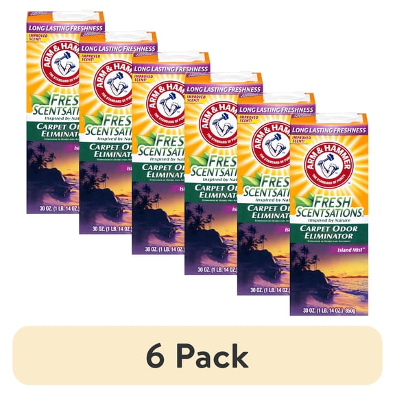 (6 pack) ARM & HAMMER Fresh Scentsations Carpet Odor Eliminator Powder, Island Mist, 30 oz