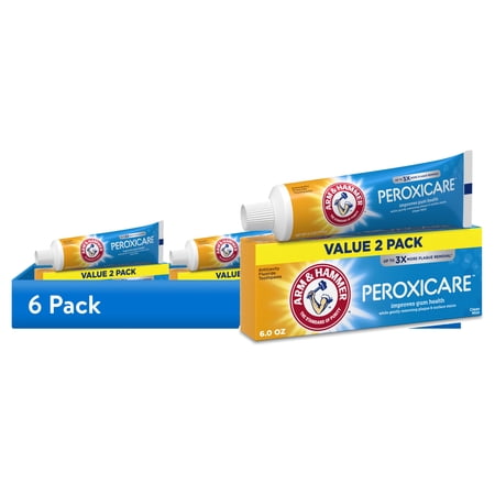 (6 pack) ARM & HAMMER Peroxicare Anti-Cavity Fluoride Toothpaste, Clean Mint, 6 oz, 2 Pack