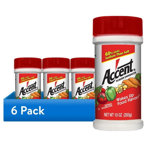 (6 pack) Ac'cent Flavor Enhancer MSG, Kosher, 10 oz