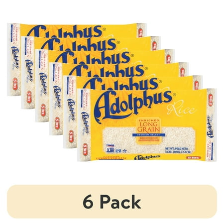 (6 pack) Adolphus Enriched Long Grain White Rice, Gluten Free, 5 lb Bag