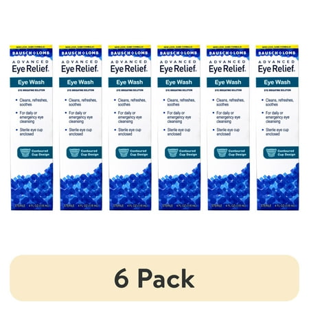 (6 pack) Advanced Eye Relief Eye Wash from Bausch & Lomb, Eye Irrigating Solution, 4 Fl Oz (118 mL) - Pack of 1