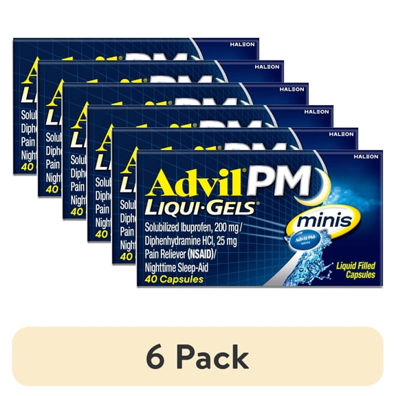 (6 pack) Advil PM Liqui-Gels Minis, 40 Liquid Filled Capsules